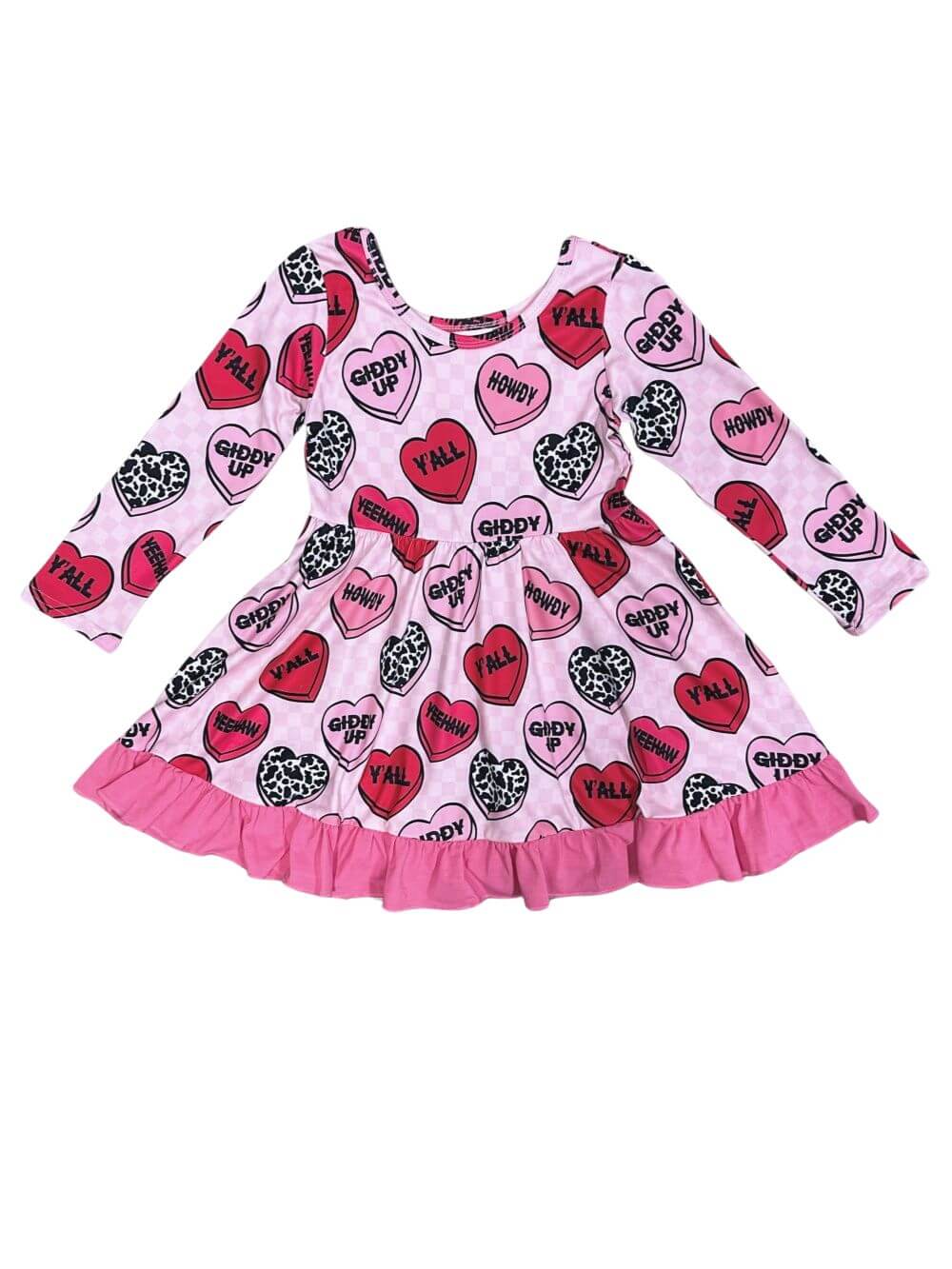 Candy Hearts Hot Pink Ruffle Girls Valentine's Day Twirl Dress - Sydney So Sweet