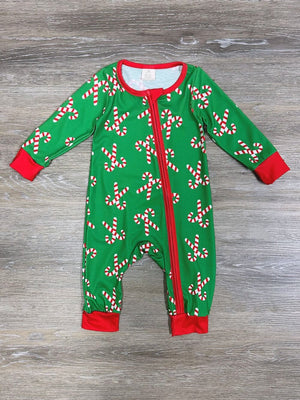 Candy Cane Cutie Green & Red Christmas Baby Romper - Sydney So Sweet