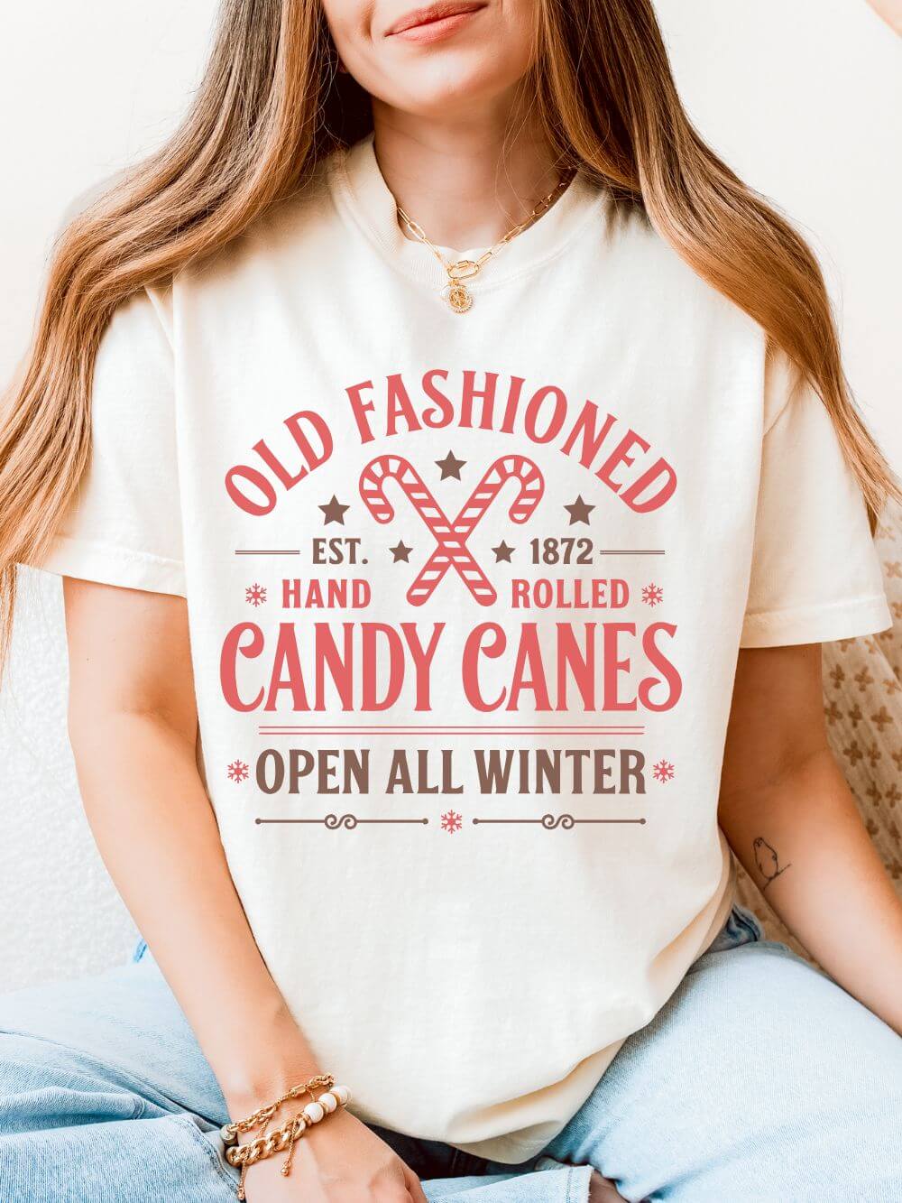 Old Fashioned Candy Canes Holiday Tee Vintage Charm Unisex Christmas T-Shirt - Sydney So Sweet
