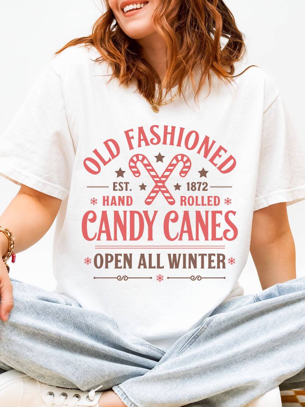 Old Fashioned Candy Canes Holiday Tee Vintage Charm Unisex Christmas T-Shirt - Sydney So Sweet