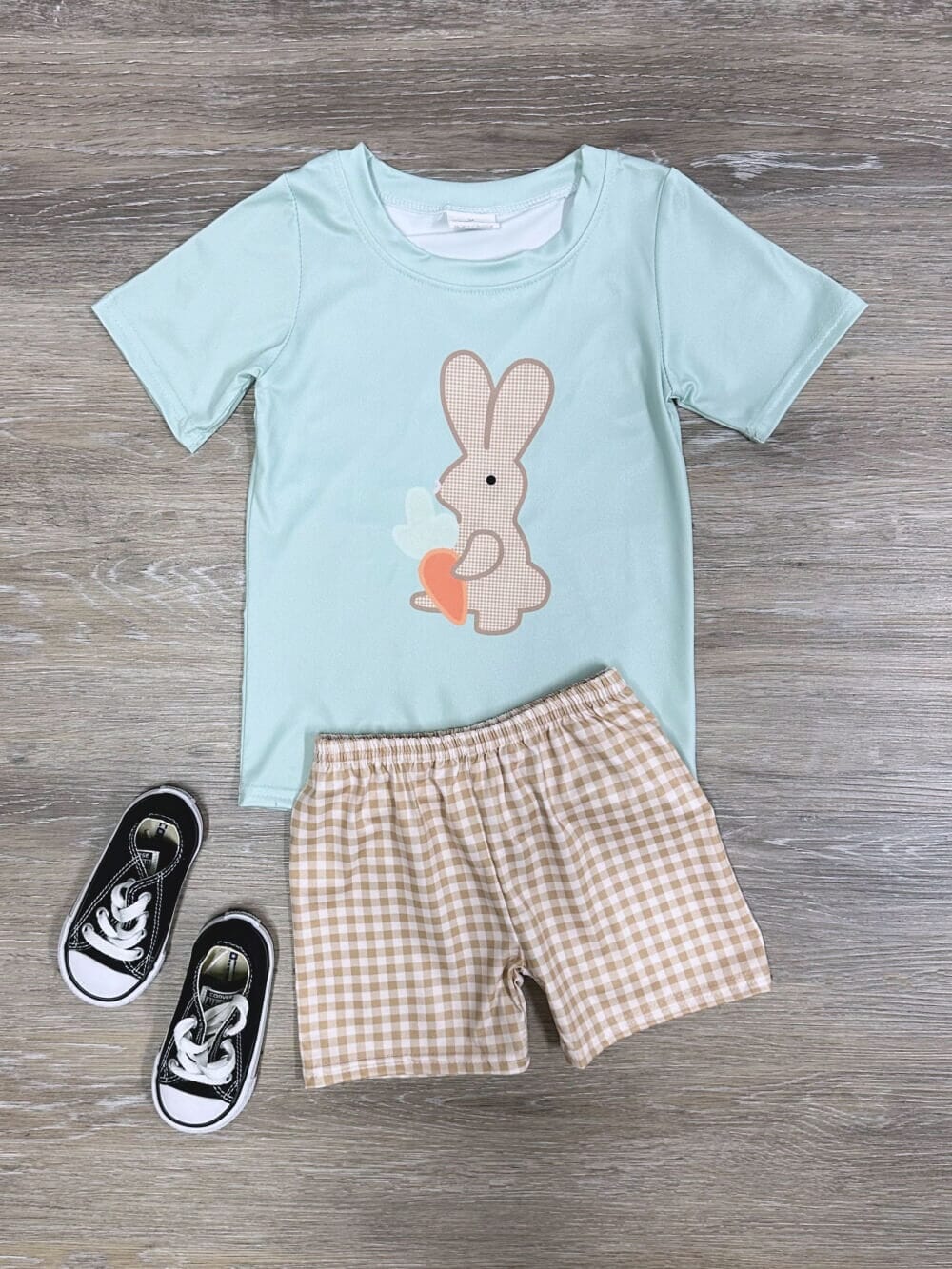 Carrot Bunny Gingham Plaid Boys Easter Shorts Outfit - Sydney So Sweet