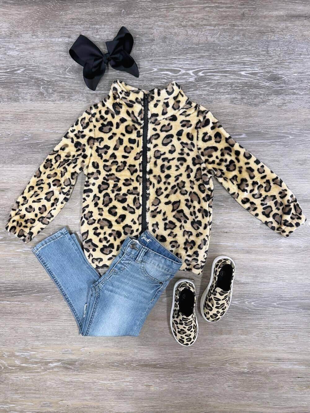 Cheetah Sherpa Zip Up Girls Jacket - Sydney So Sweet