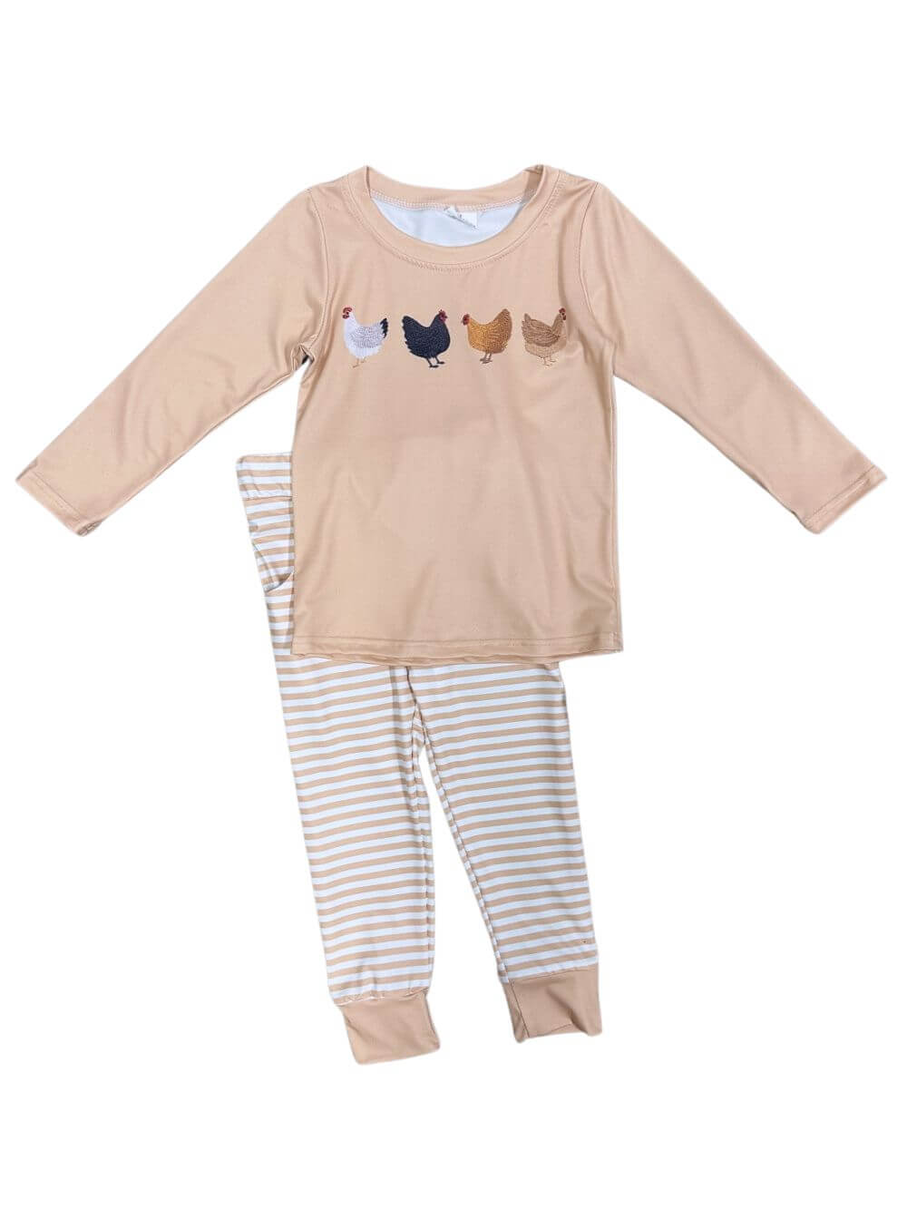 Chicken Run Boys or Girls Long Sleeve Tan Stripe Outfit - Sydney So Sweet