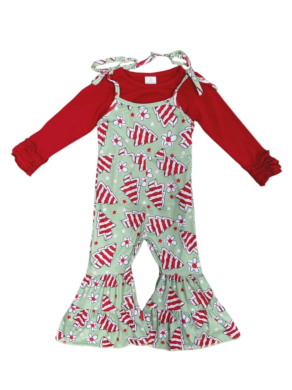 Christmas Cake Jumpsuit Red & Green Girls Christmas Outfit - Sydney So Sweet