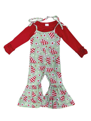 Christmas Cake Jumpsuit Red & Green Girls Christmas Outfit - Sydney So Sweet