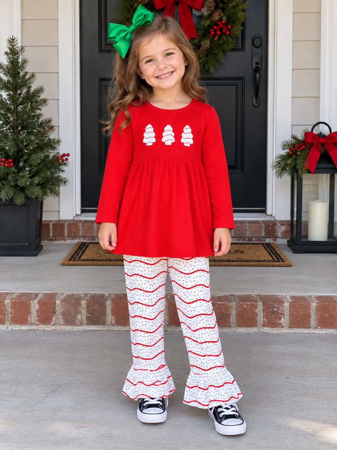 Christmas Cakes Girls Holiday Tunic & Ruffle Pants Outfit