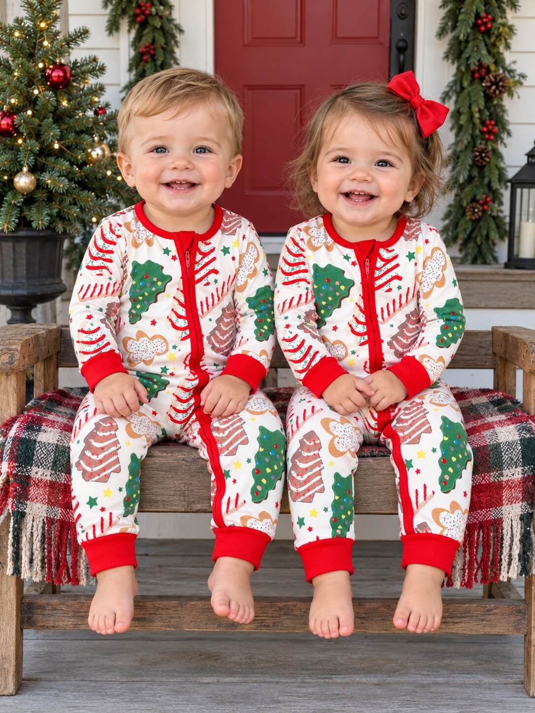 Christmas Cakes & Cookies Zip Up Baby Romper