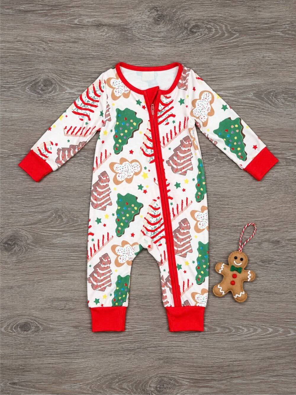 Christmas Cakes & Cookies Zip Up Baby Romper
