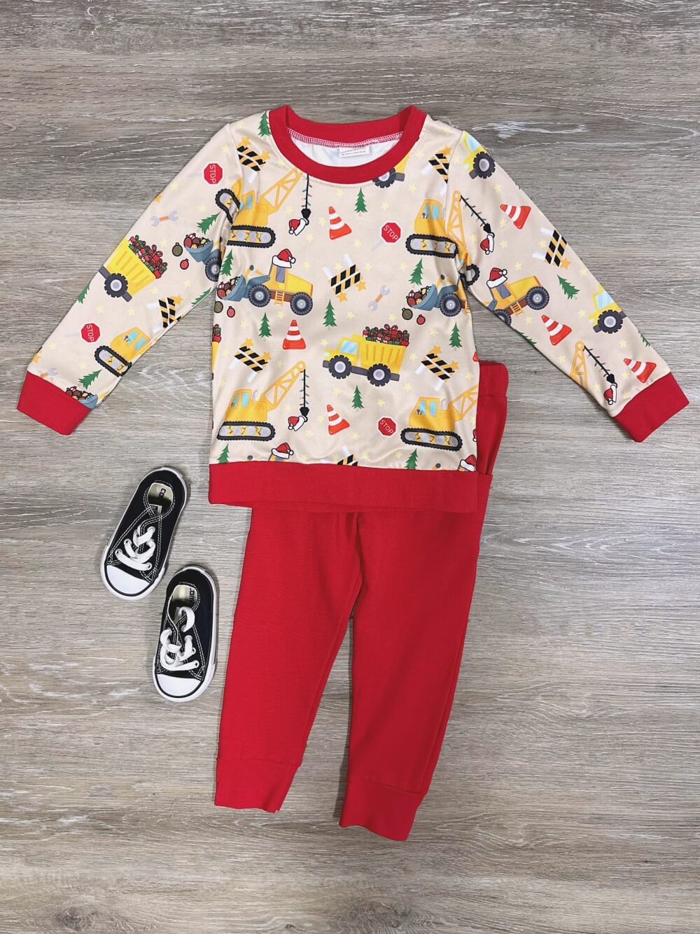 Christmas Construction Crew Boys Jogger Outfit - Sydney So Sweet