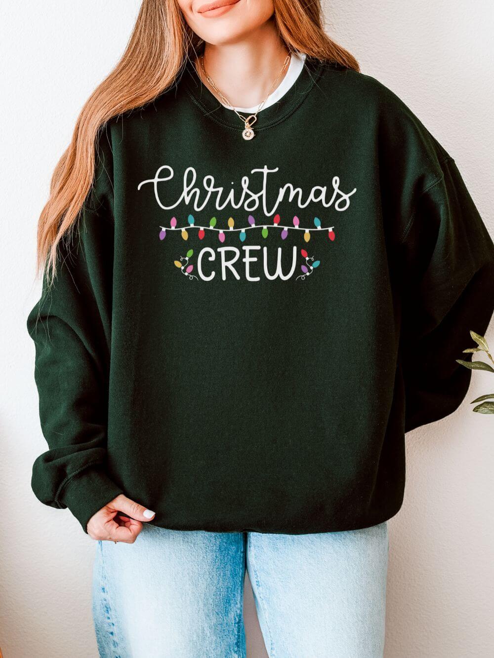 Christmas Crew Heavy Blend Unisex Cozy Crewneck Holiday Lights Sweatshirt - Sydney So Sweet