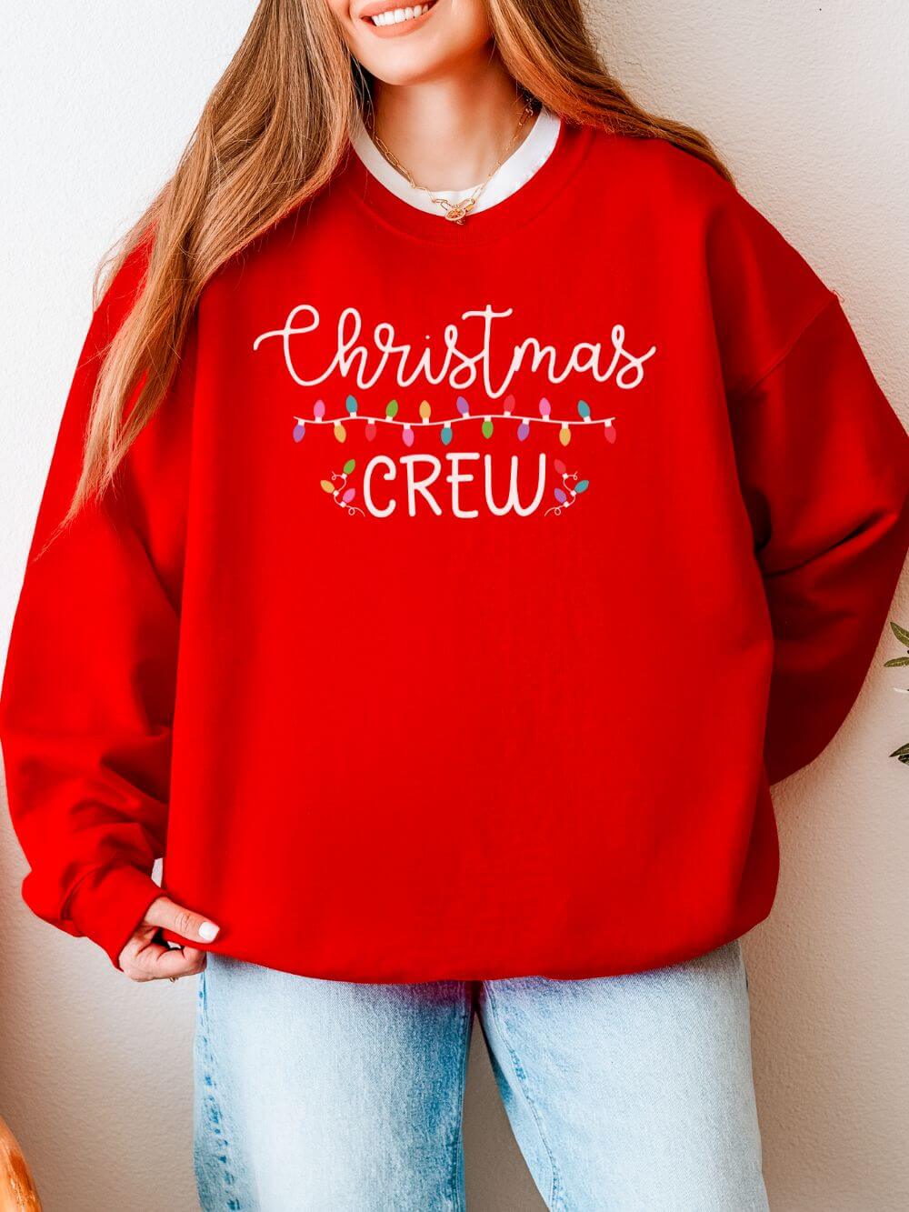 Christmas Crew Heavy Blend Unisex Cozy Crewneck Holiday Lights Sweatshirt - Sydney So Sweet