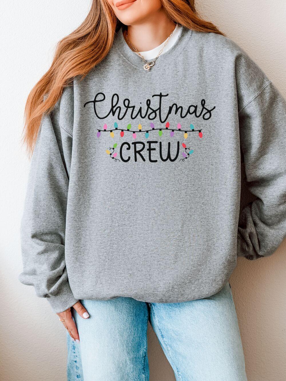 Christmas Crew Heavy Blend Unisex Cozy Crewneck Holiday Lights Sweatshirt - Sydney So Sweet
