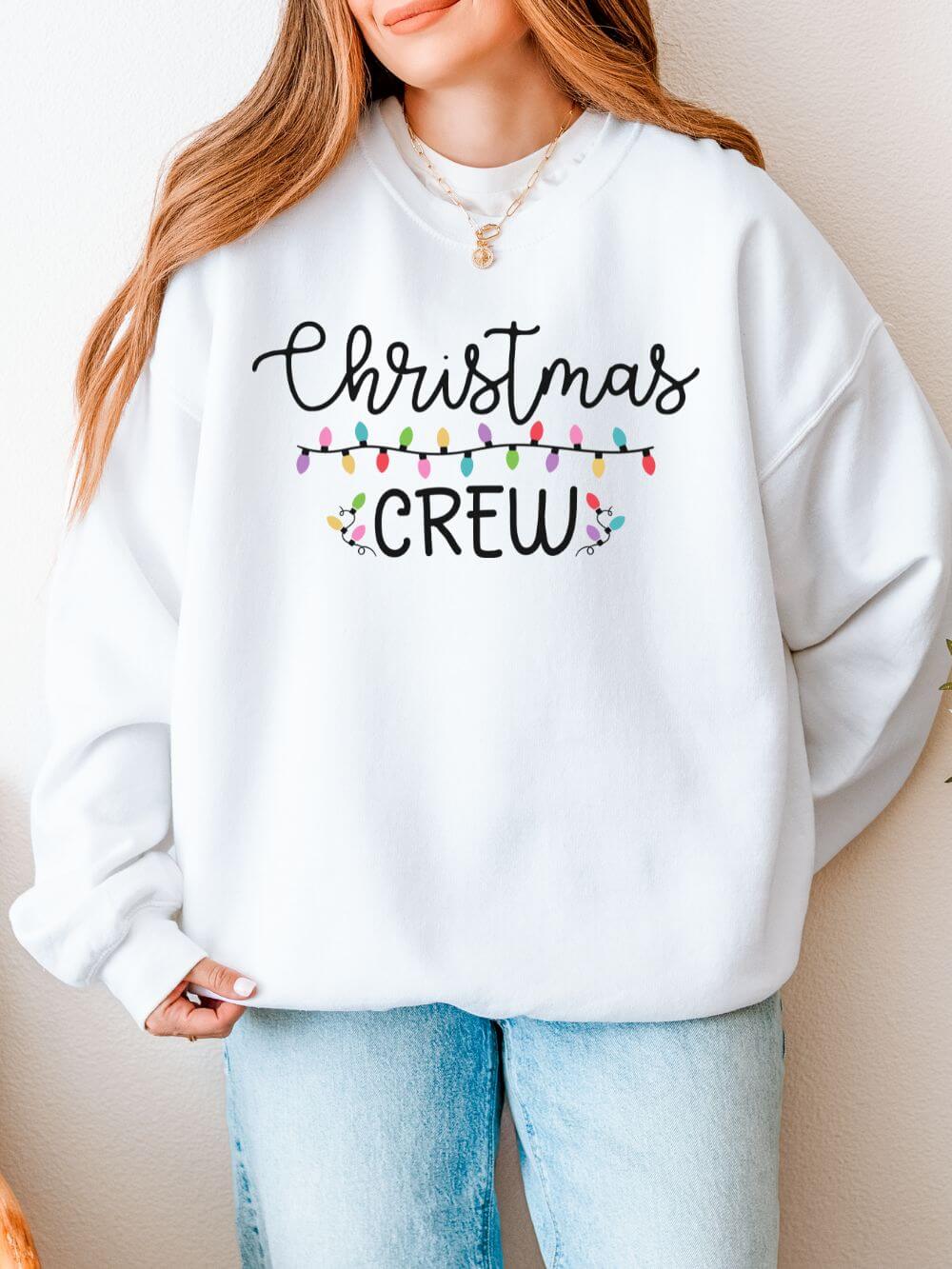 Christmas Crew Heavy Blend Unisex Cozy Crewneck Holiday Lights Sweatshirt - Sydney So Sweet