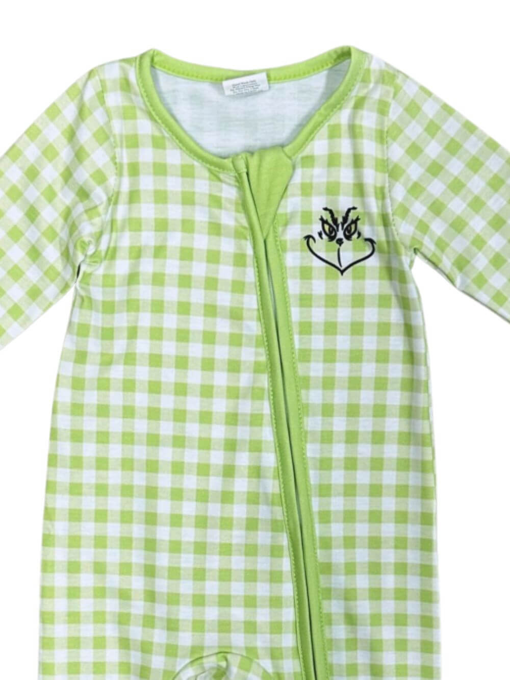 Christmas Mischief Green Gingham Plaid Baby Romper - Sydney So Sweet