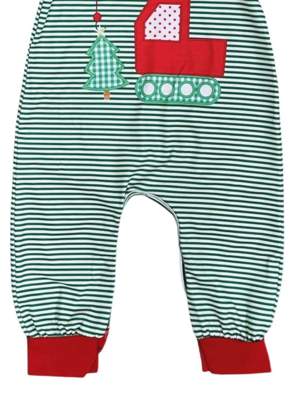 Christmas Tree Crane Green & Red Boys Baby Romper - Sydney So Sweet