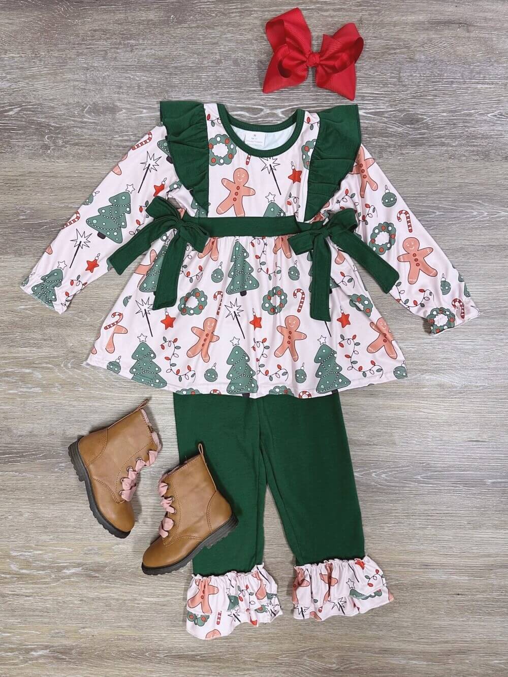 Christmas Classics Girls Ruffle Trim Holiday Outfit - Sydney So Sweet