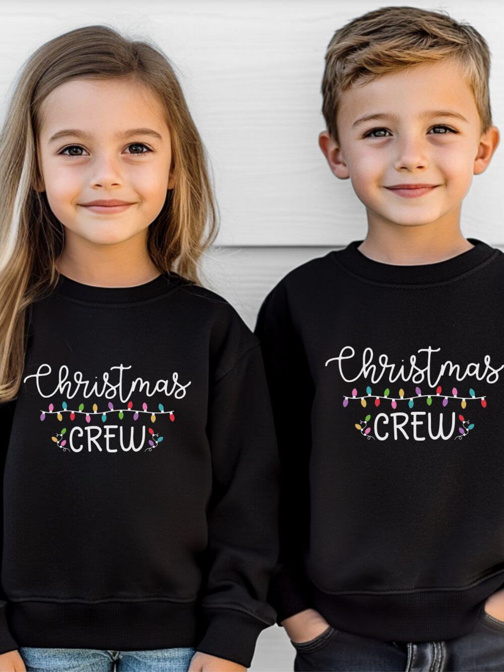 Christmas Crew Heavy Blend Kids' Crewneck Graphic Holiday Lights Sweatshirt - Sydney So Sweet