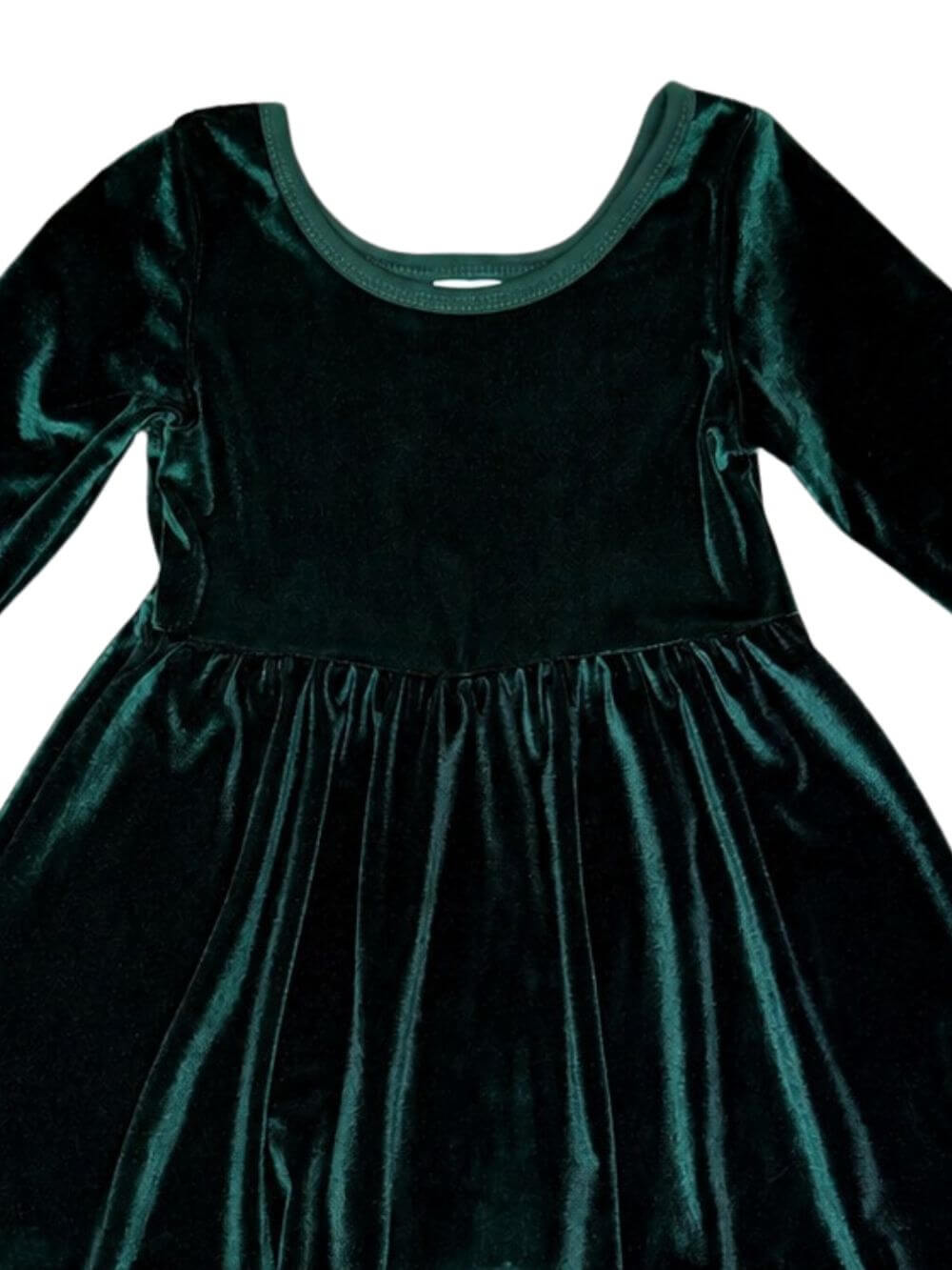 Classic Green Velvet Girls Holiday Twirl Dress