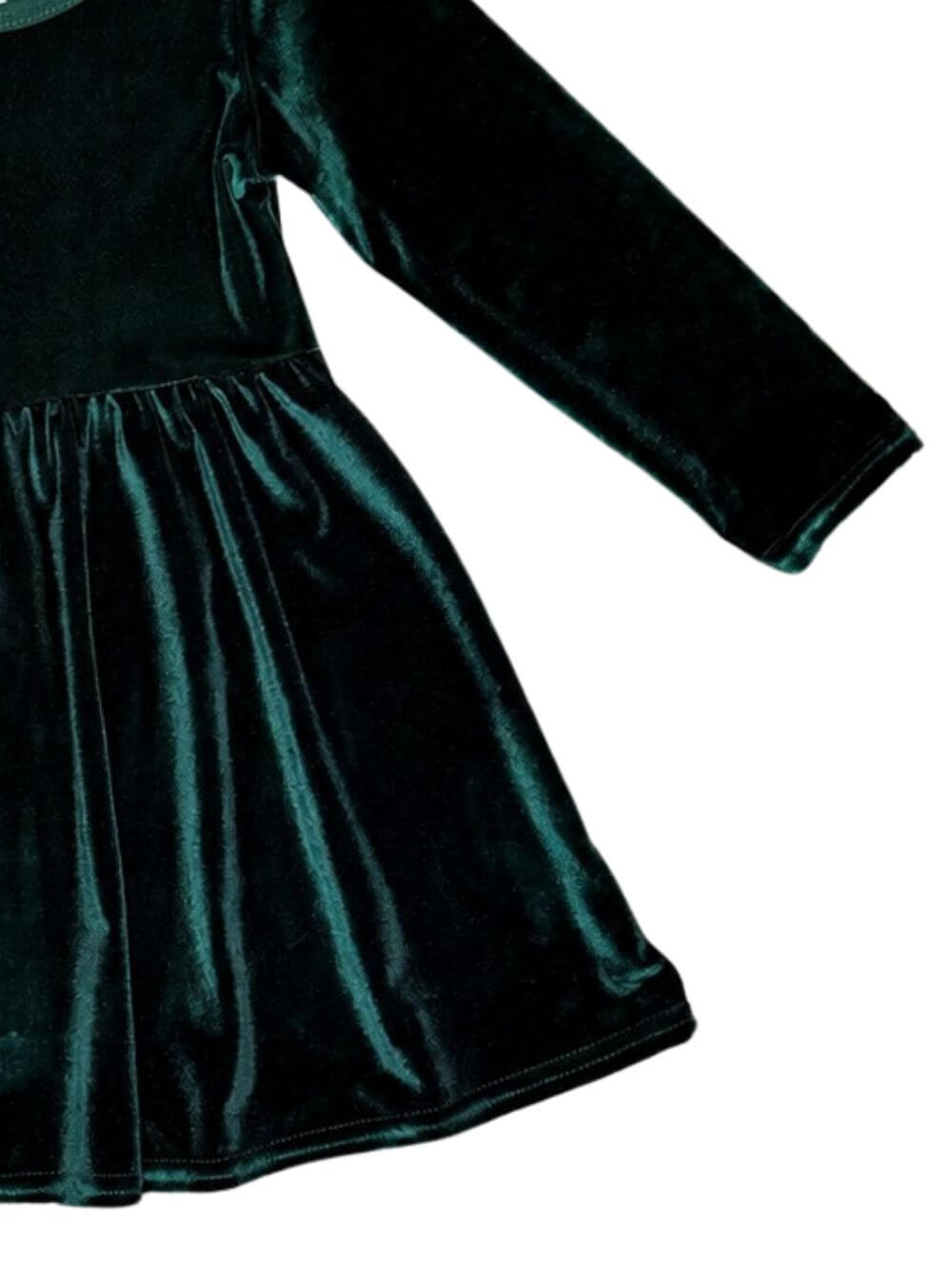 Classic Green Velvet Girls Holiday Twirl Dress