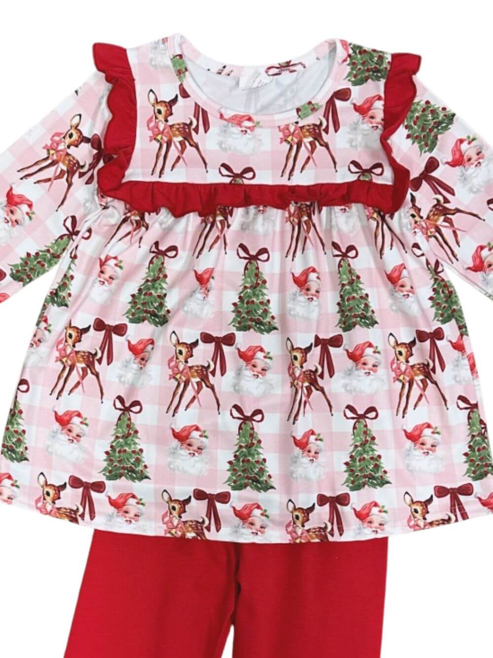 Classic Holiday Reindeer & Christmas Tree Girls Outfit - Sydney So Sweet