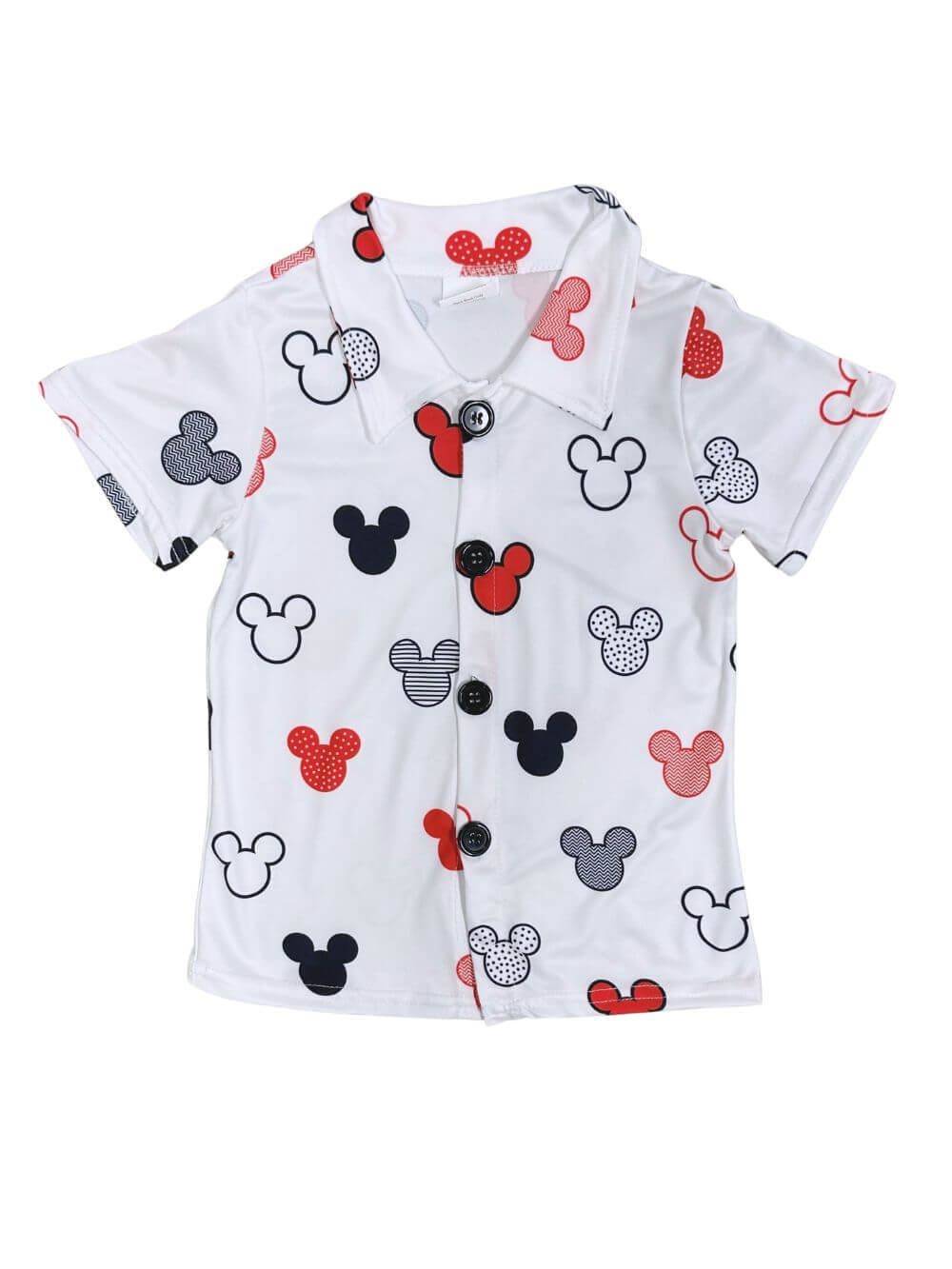 Classic Mouse Boys Red, White, & Black Button Down Top - Sydney So Sweet