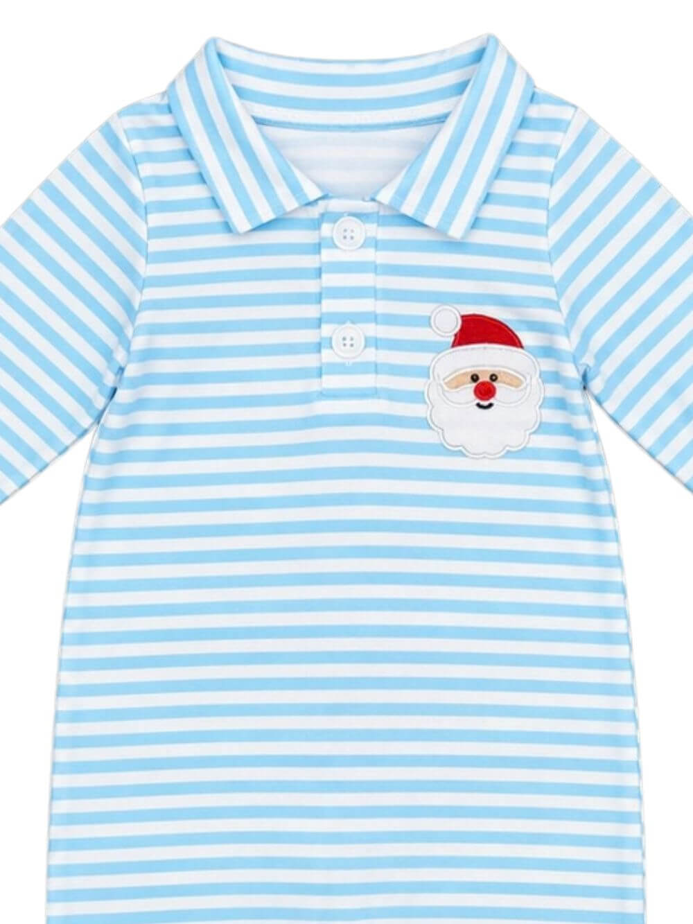 Classic Santa Blue Stripe Boys Christmas Baby Romper