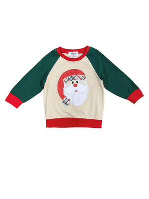 Classic Santa Claus Red & Green Raglan Pullover Top - Sydney So Sweet