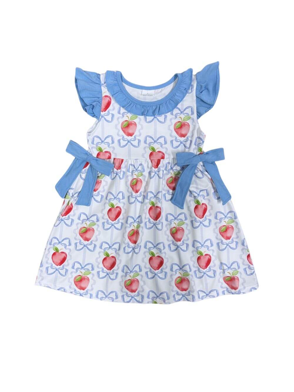 Classroom Cutie Apple & Bows Ruffle Girls Back to School Dress - Sydney So Sweet