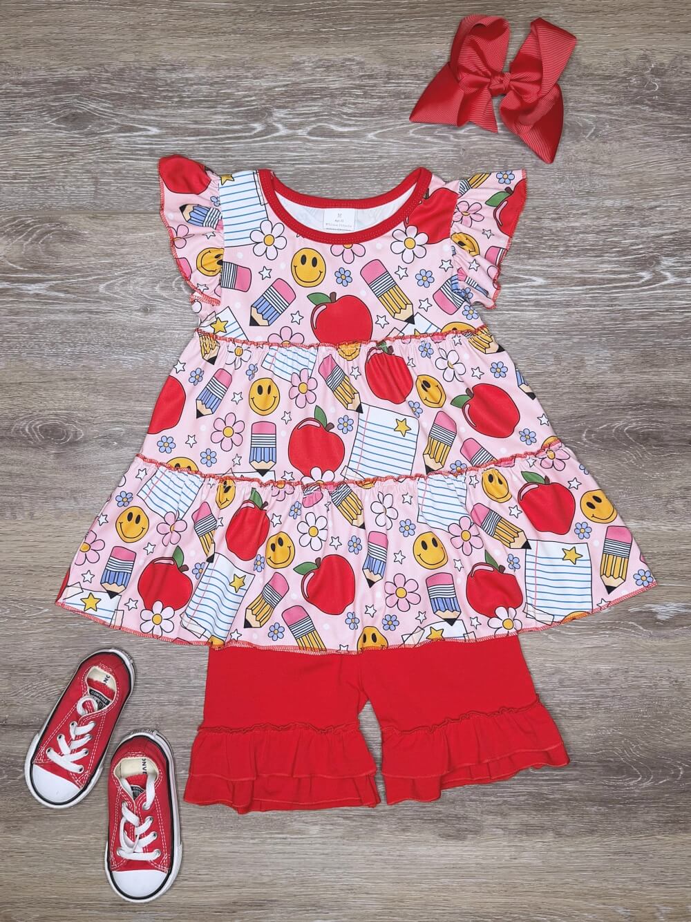 Classroom Cutie Girls Ruffle Shorts Outfit