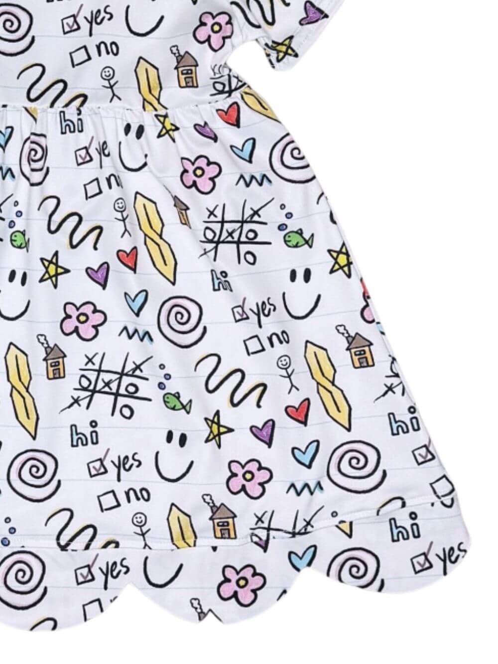 Classroom Doodles Girls Back to School Scalloped Dress