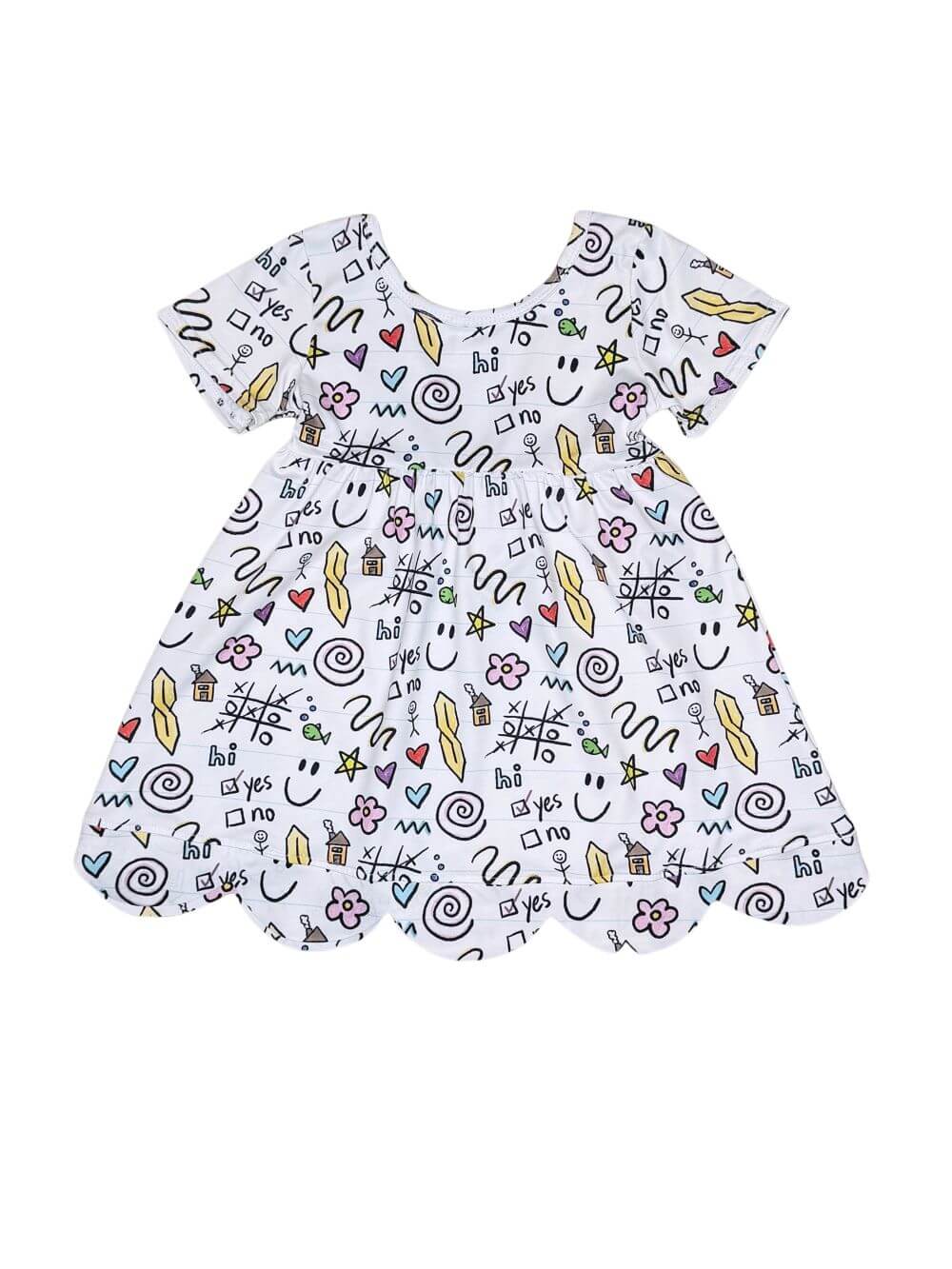 Classroom Doodles Girls Back to School Scalloped Dress