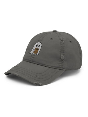 Coffee Ghost Embroidered Distressed Dad Hat - Sydney So Sweet