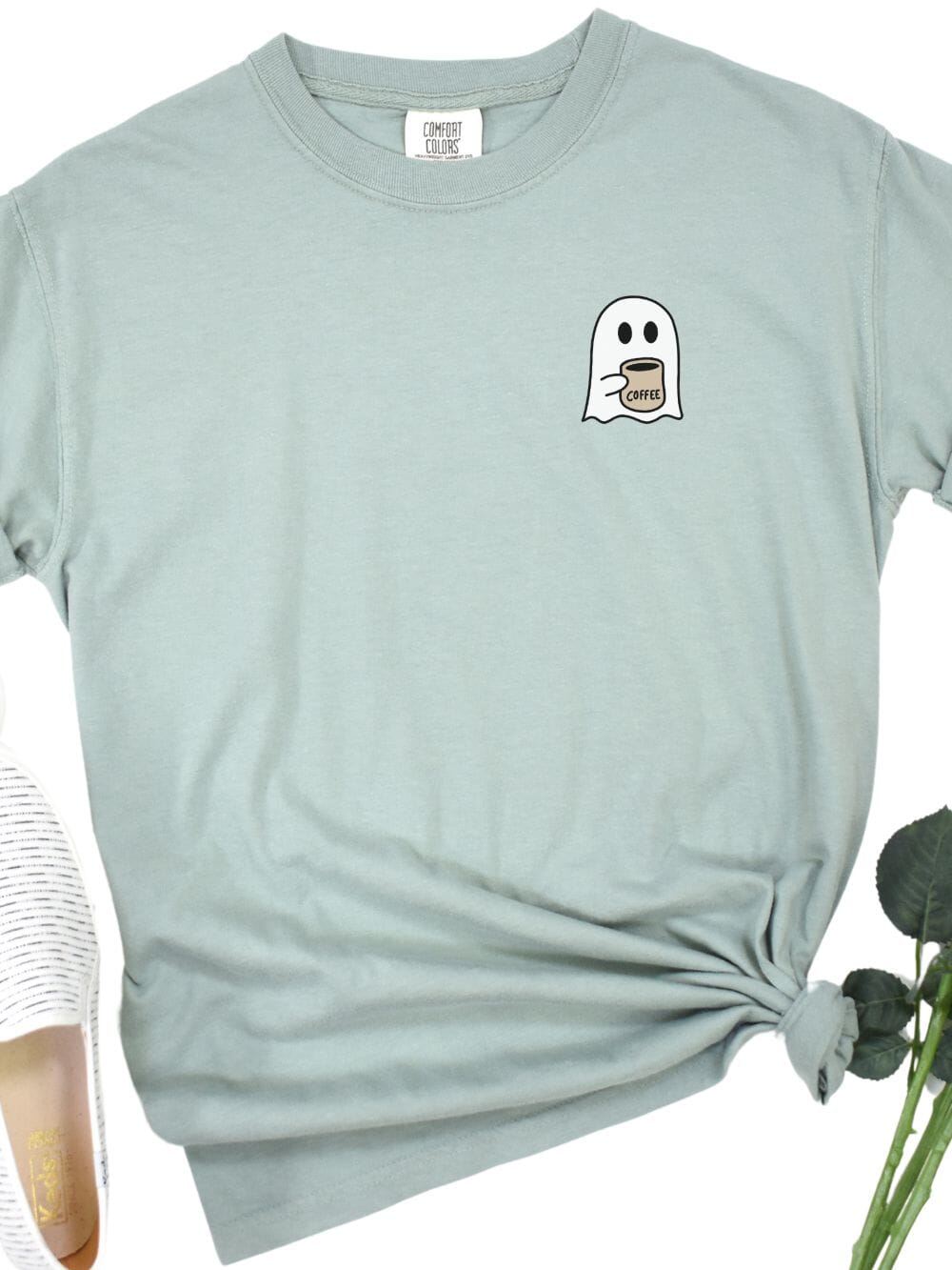 Coffee Ghost Comfort Colors Embroidered Unisex T-Shirt - Sydney So Sweet