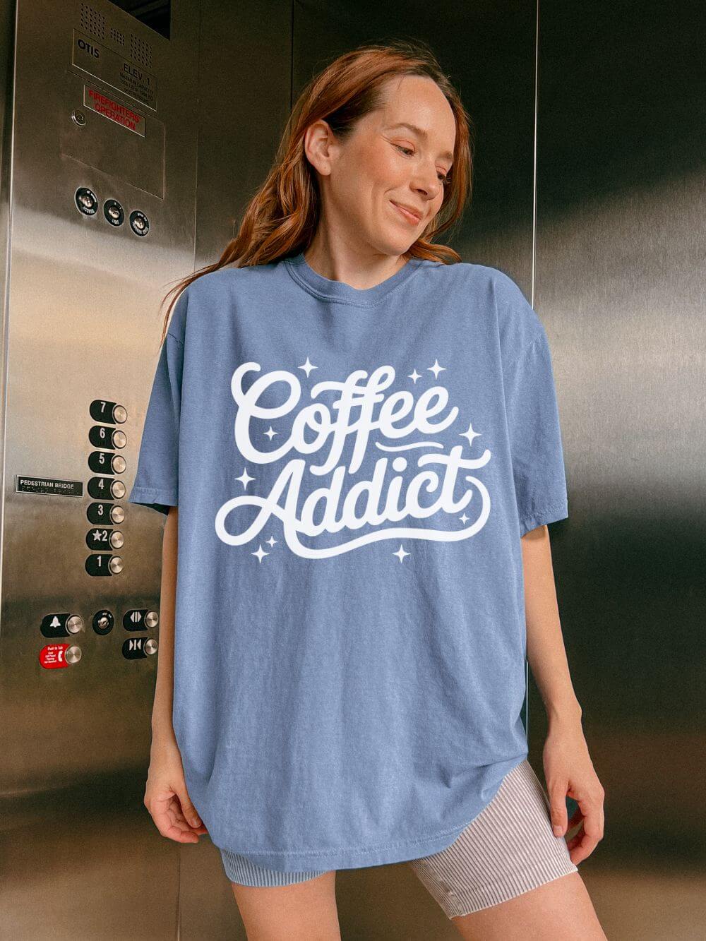 Coffee Addict T-Shirt Retro Script Graphic Tee for Coffee Lovers
