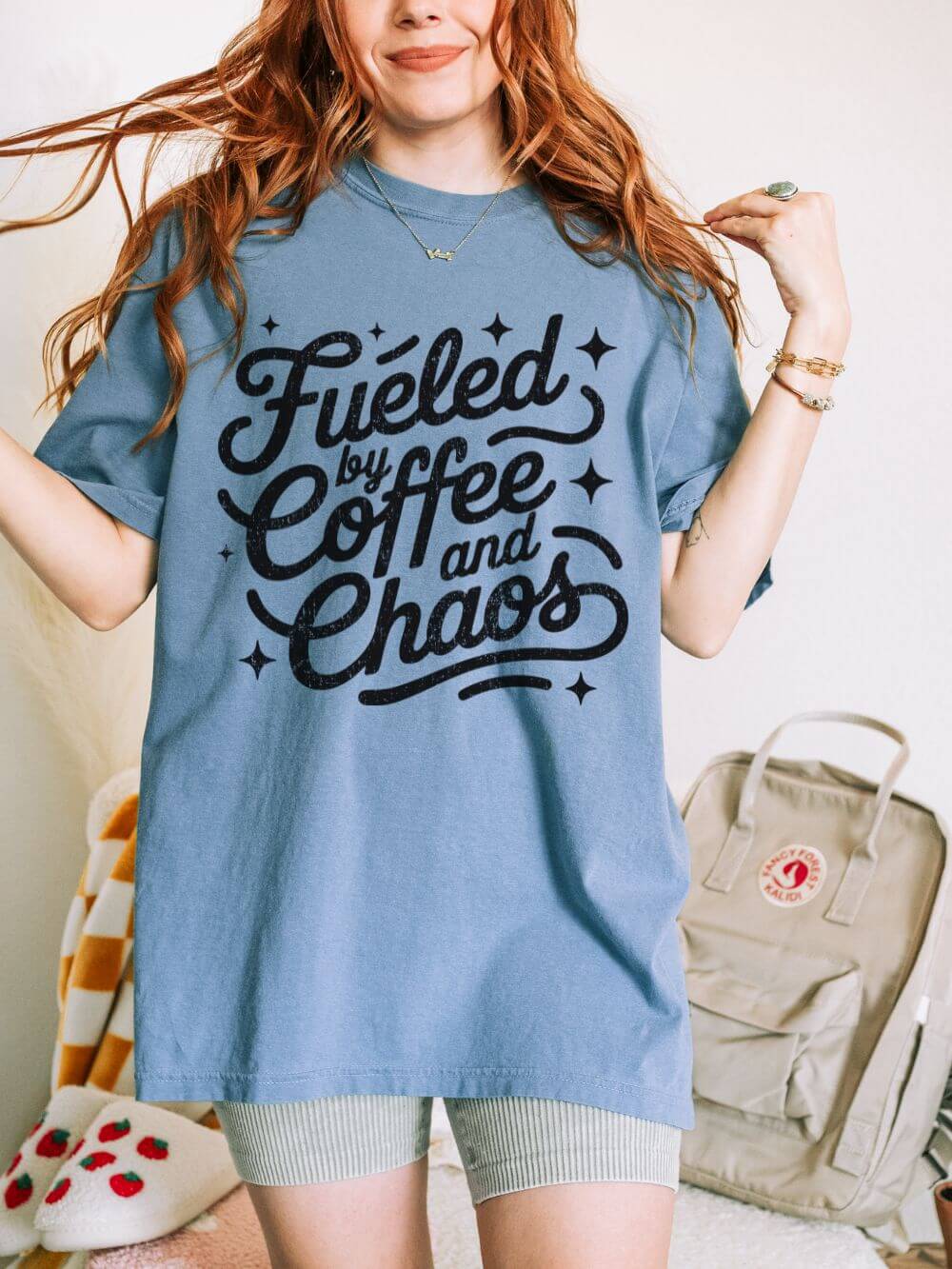Fueled by Coffee and Chaos T-Shirt Coffee Lovers Graphic Tee