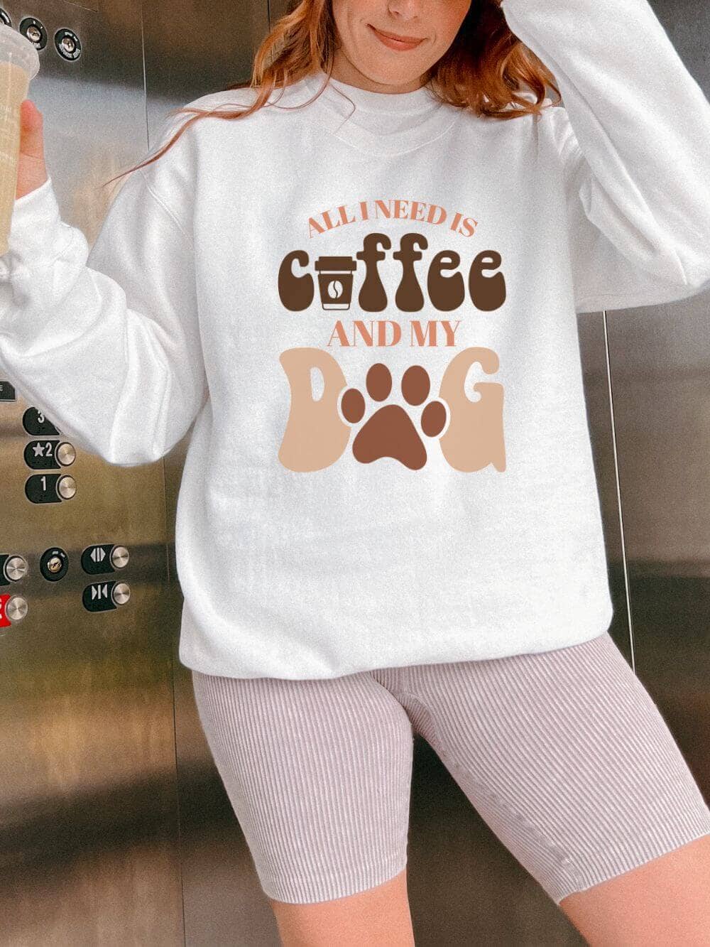 All I Need is Coffee and my Dog Crewneck Sweatshirt for Dog Moms - Sydney So Sweet