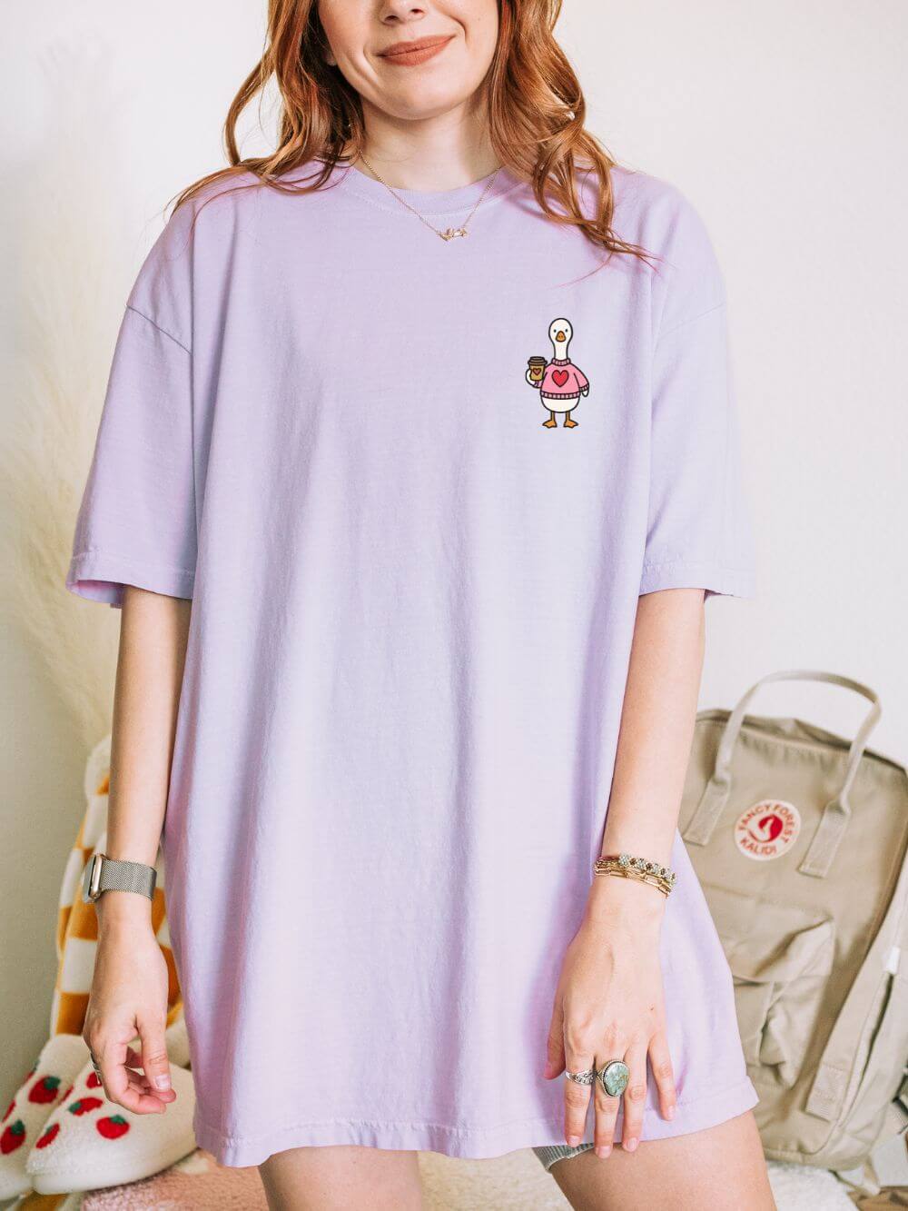 Just a Coffee Goose Embroidered T-Shirt Unisex Short Sleeve Tee - Sydney So Sweet