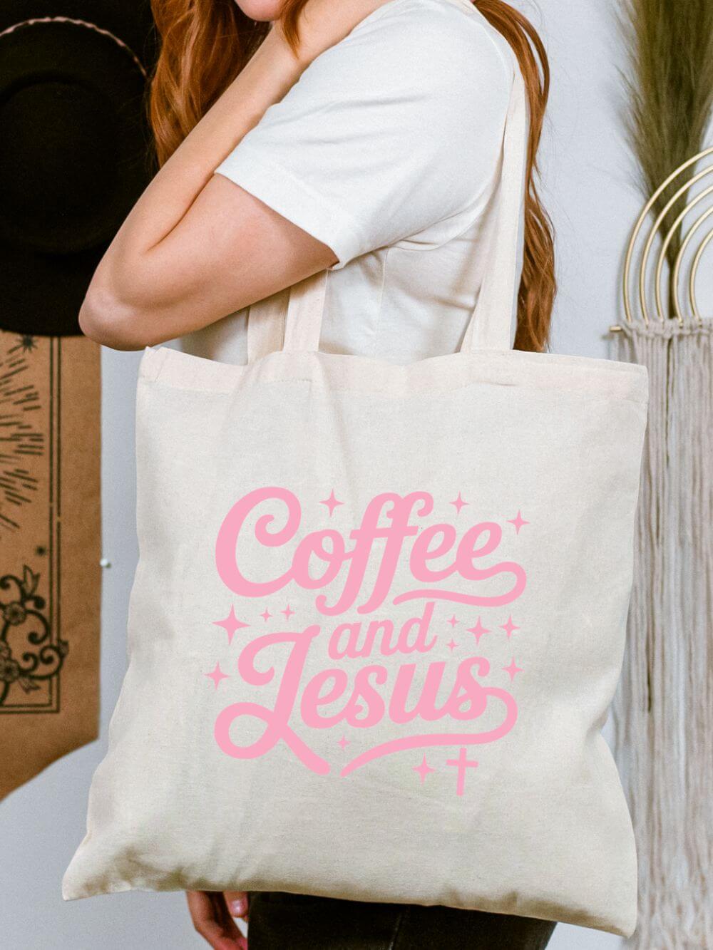 Coffee and Jesus Christian Cotton Canvas Tote Bag