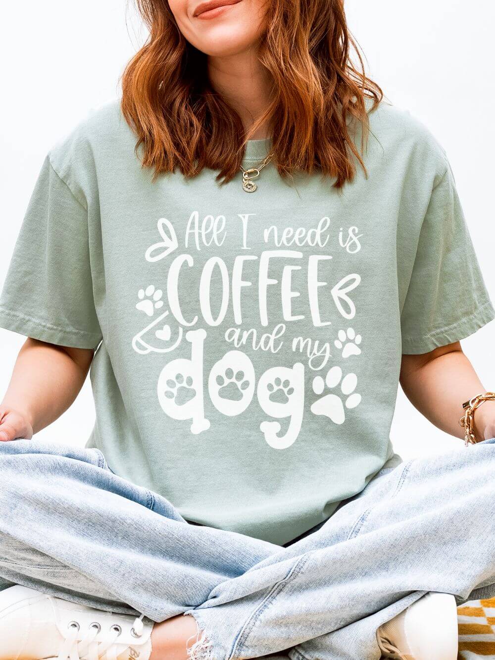 Coffee and My Dog T-Shirt Cute Dog Lover Coffee Graphic Tee