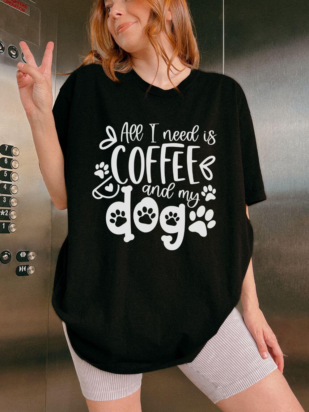 Coffee and My Dog T-Shirt Cute Dog Lover Coffee Graphic Tee