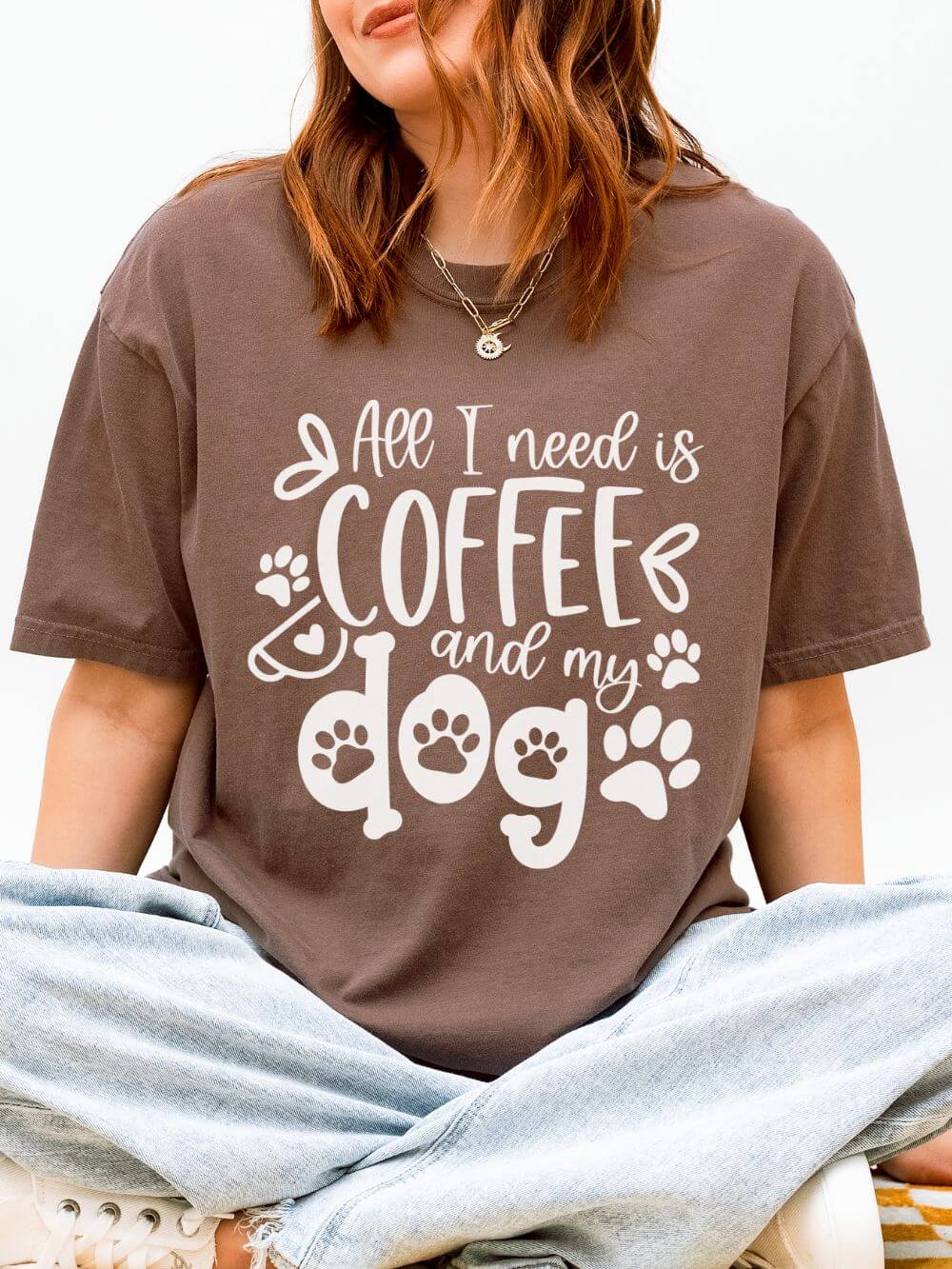 Coffee and My Dog T-Shirt Cute Dog Lover Coffee Graphic Tee