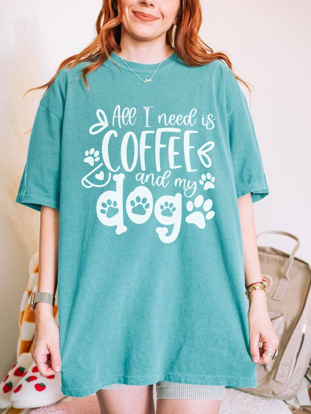 Coffee and My Dog T-Shirt Cute Dog Lover Coffee Graphic Tee