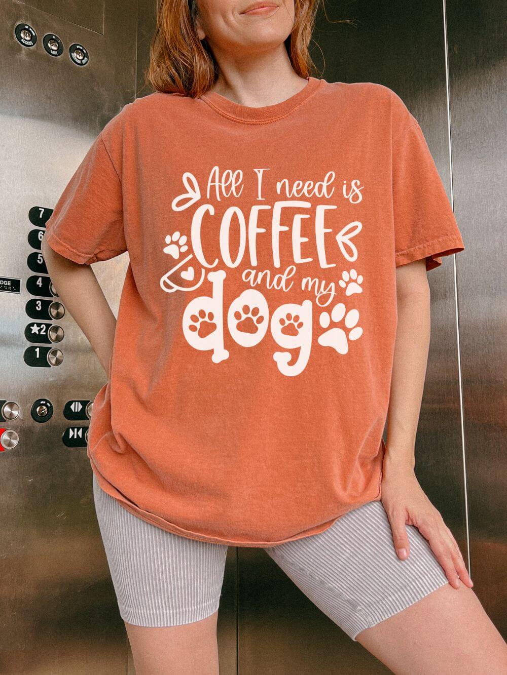 Coffee and My Dog T-Shirt Cute Dog Lover Coffee Graphic Tee