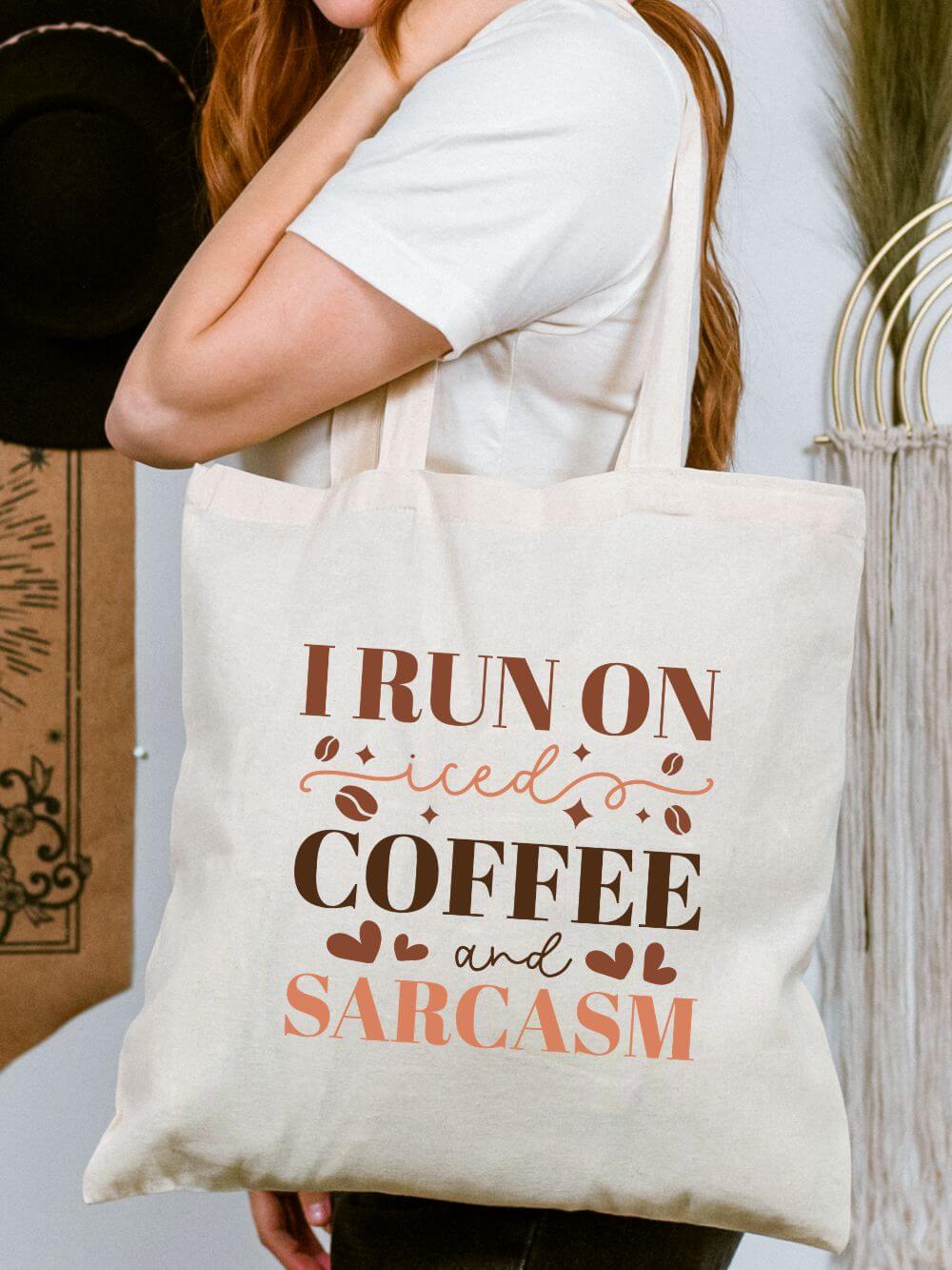 I Run on Coffee and Sarcasm Cotton Canvas Tote Bag