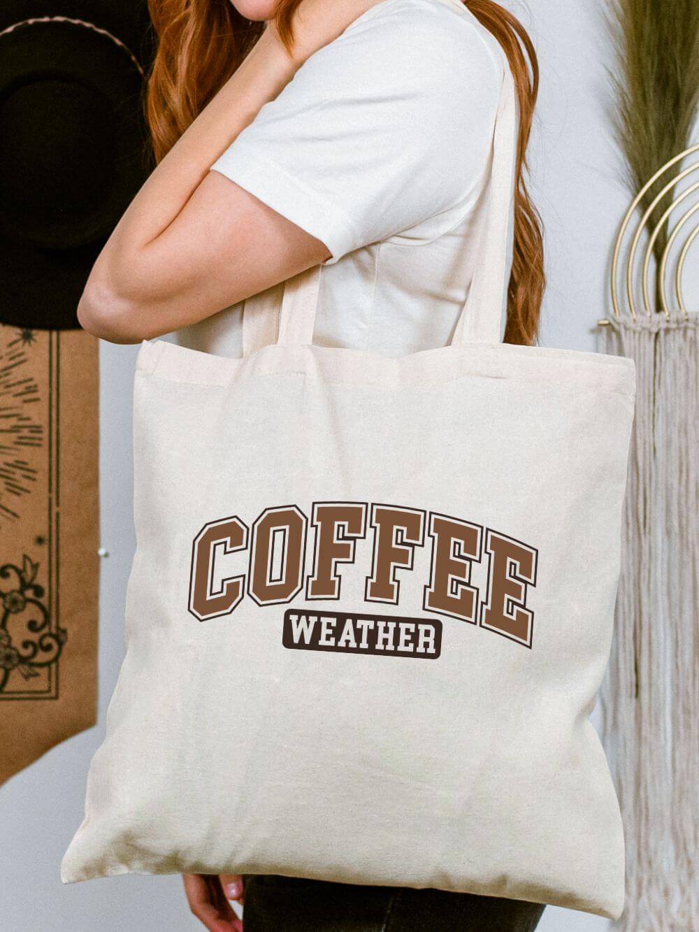 Coffee Weather Cotton Canvas Tote Bag