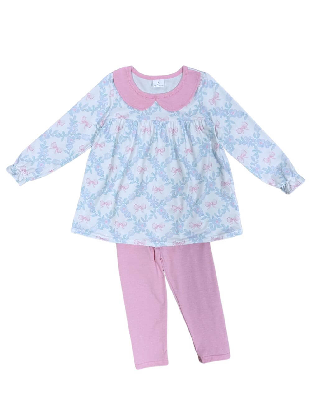 Coquette Bows Blue and Pink Girls Top & Pants Outfit - Sydney So Sweet