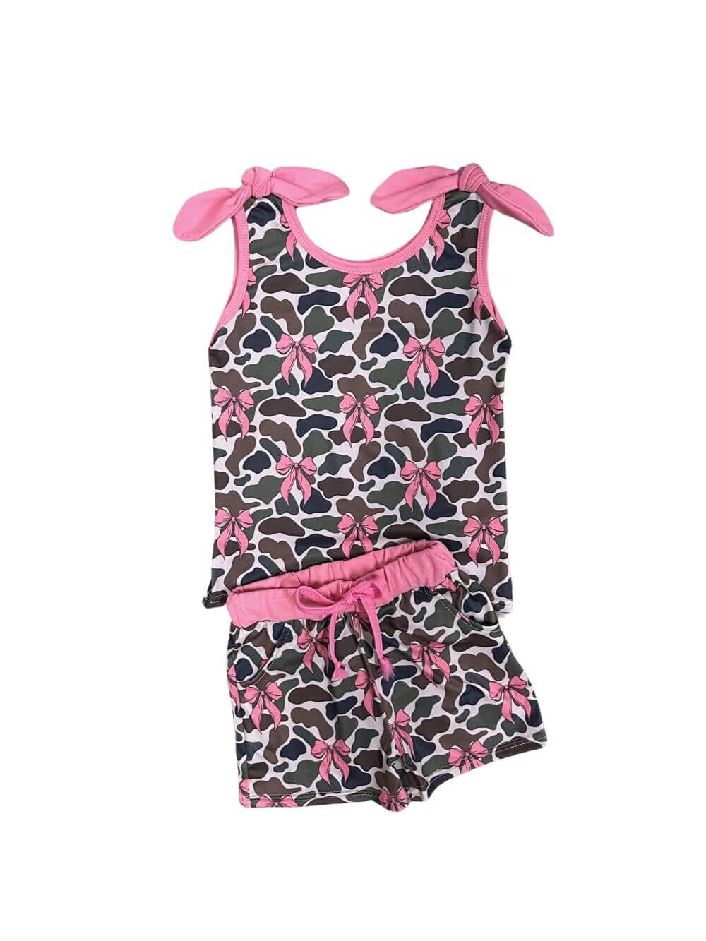 Coquette Camo & Bows Girls Tank & Shorts Outfit - Sydney So Sweet