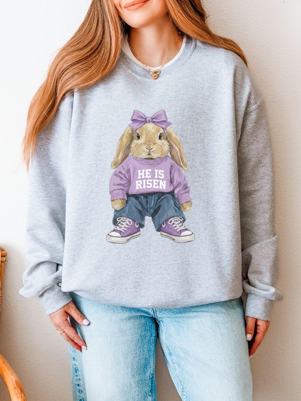 He is Risen Coquette Easter Bunny Women's Heavy Blend Cozy Crewneck Sweatshirt