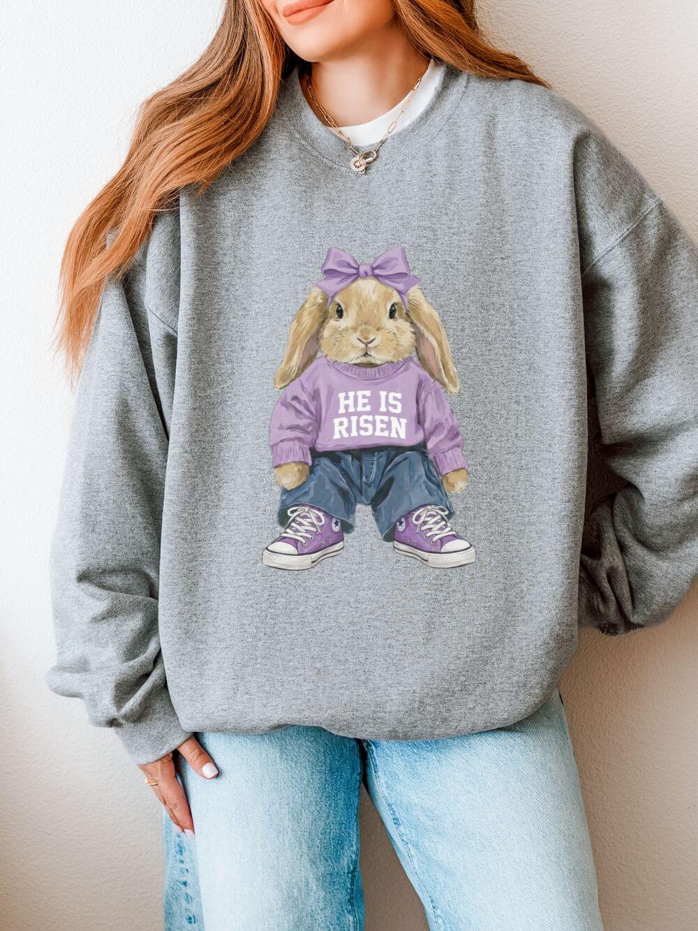 He is Risen Coquette Easter Bunny Women's Heavy Blend Cozy Crewneck Sweatshirt