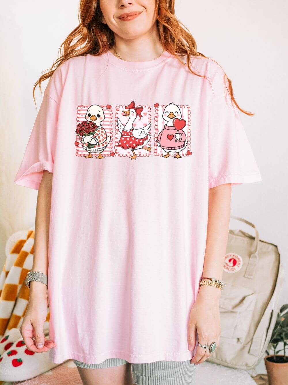 Coquette Love Goose Valentine's Day Graphic T-Shirt Unisex Short Sleeve Tee - Sydney So Sweet